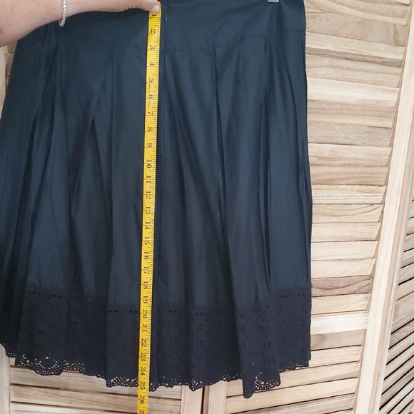 3/35 Grace Elements Black 100% Cotton Midi Skirt with Lace ruffle hem  SZ 12P - Picture 12 of 13